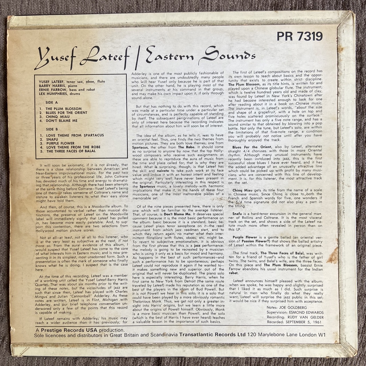 Yusef Lateef - Eastern Sounds - Bodrum Plak